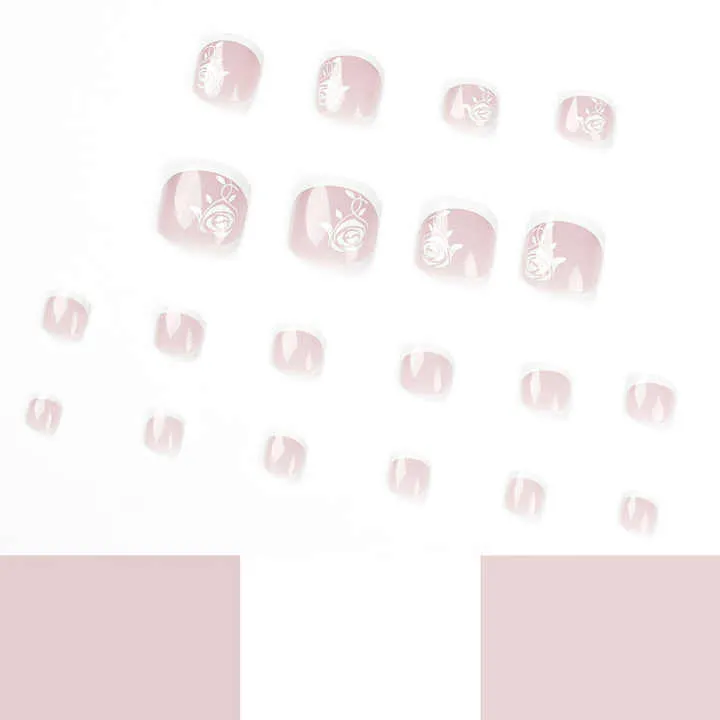 تصميم أظافر فرنسي إبداعي بطبعة وردة فاخرة - Creative French Toe Nail Design Rose Print Luxury