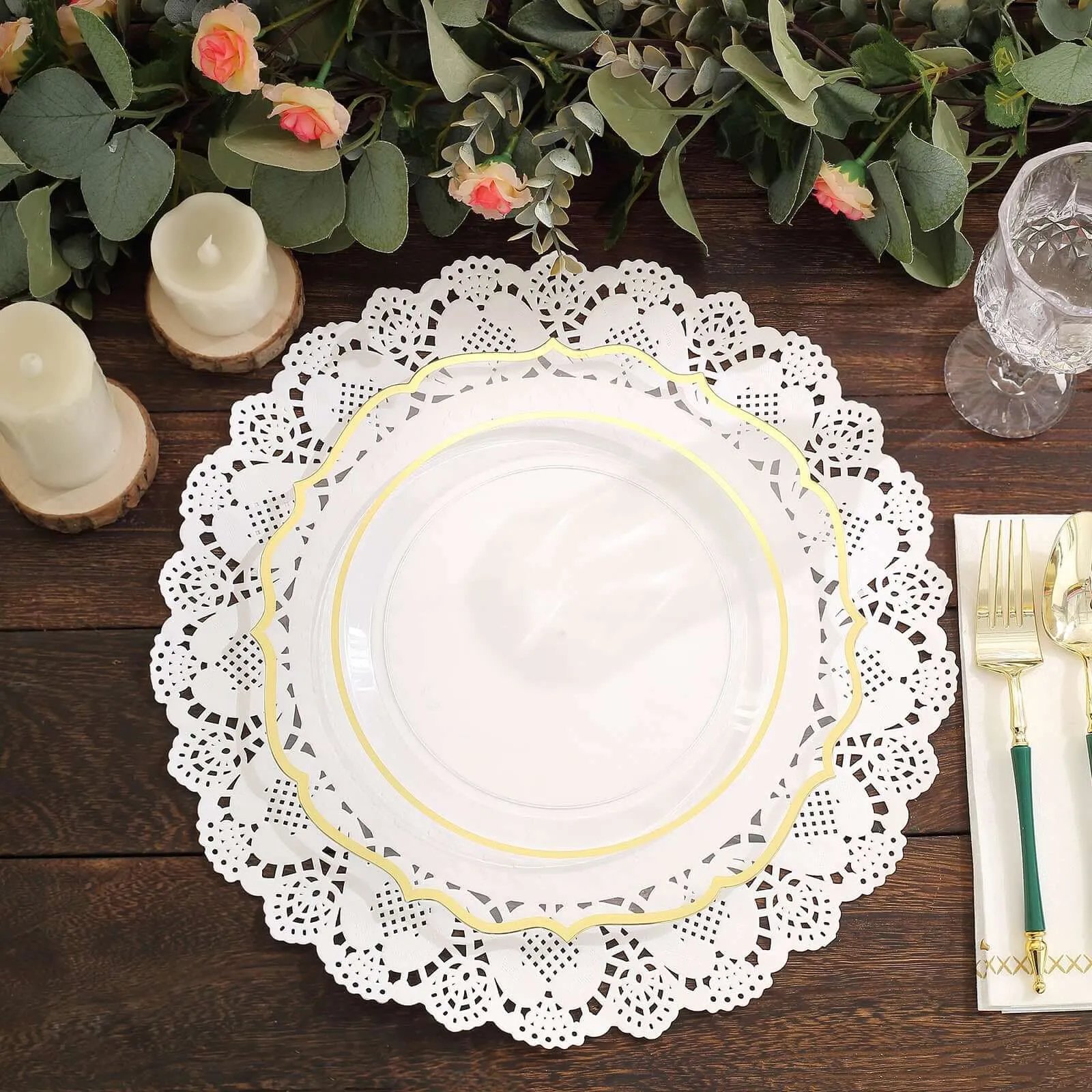 100 Pcs White Food Grade Paper Placemats, Round Lace Paper Doilies 12"