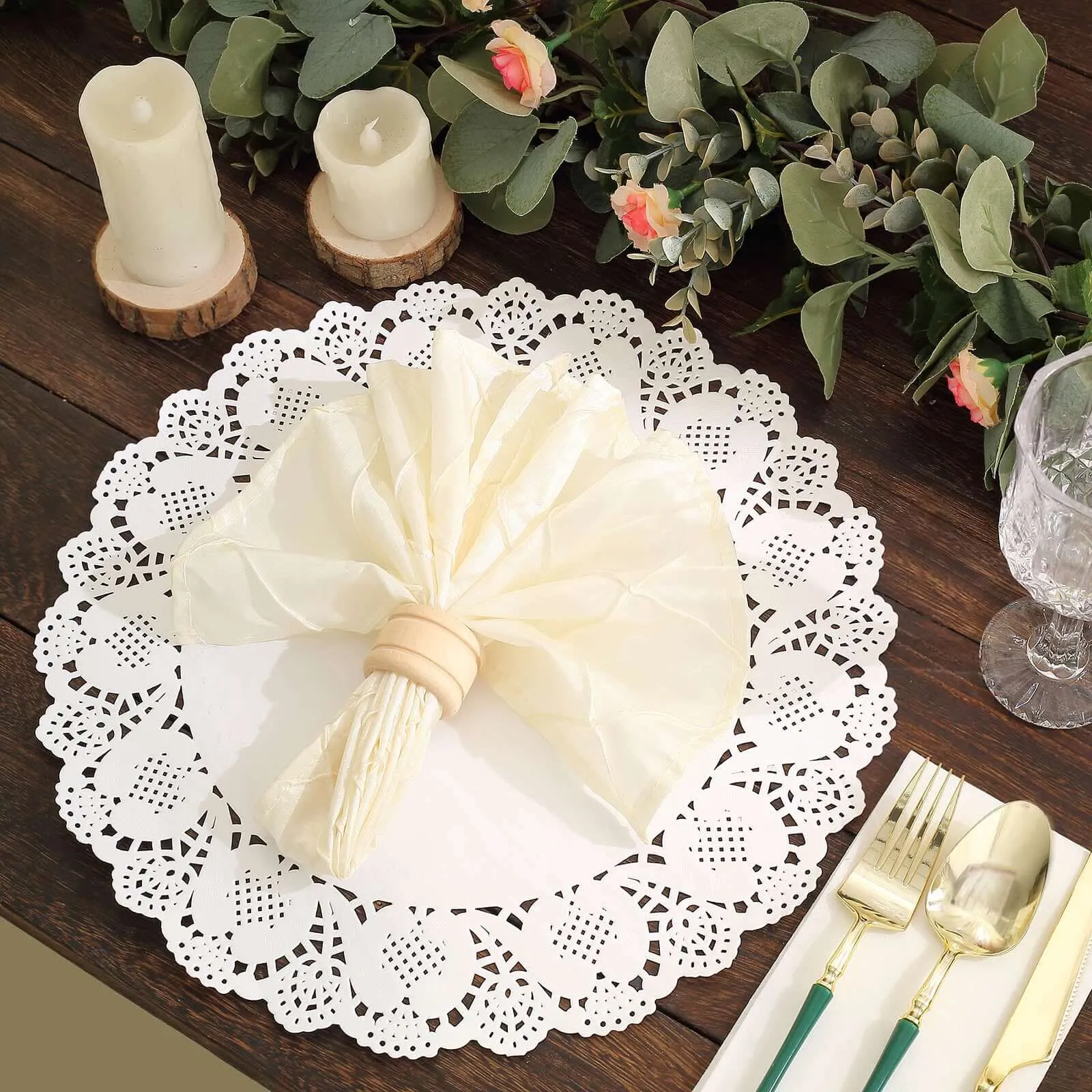 100 Pcs White Food Grade Paper Placemats, Round Lace Paper Doilies 12"