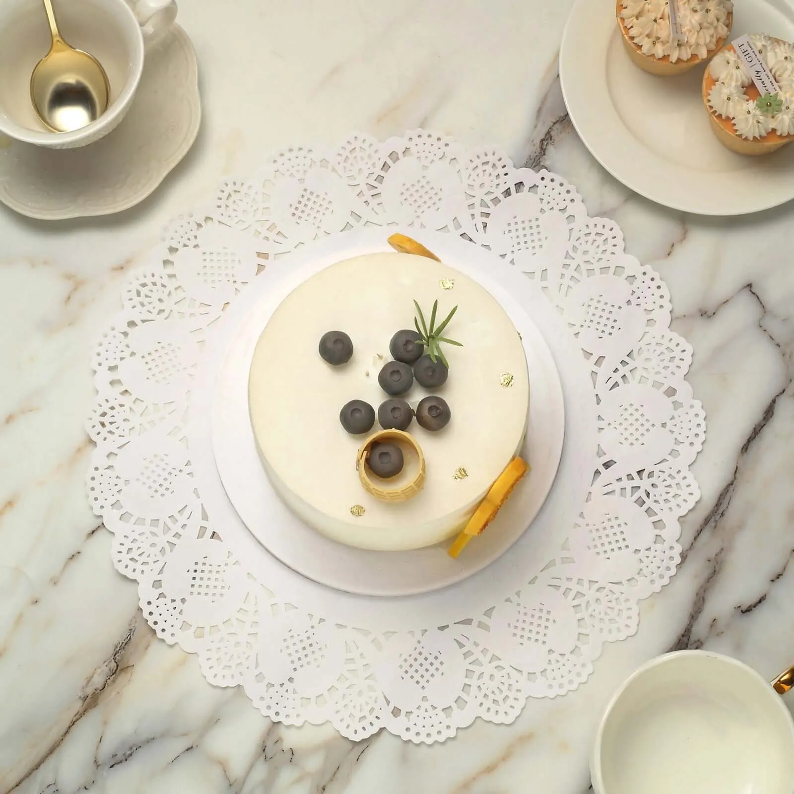 100 Pcs White Food Grade Paper Placemats, Round Lace Paper Doilies 12"