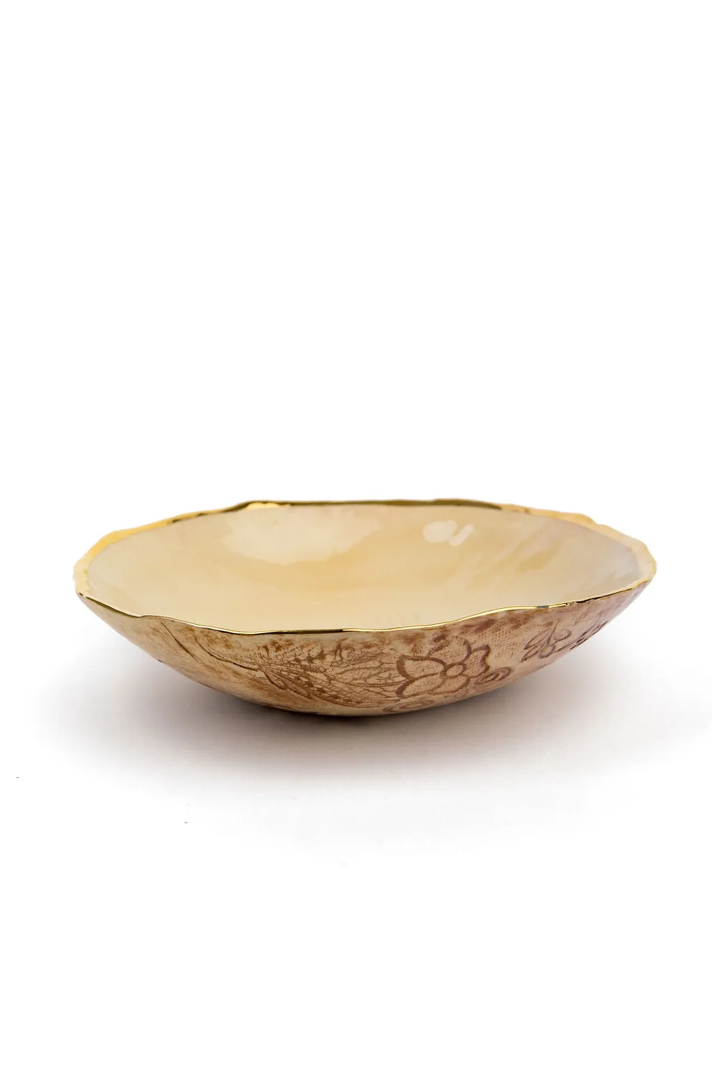 18K Gold Plated Bowls With Glazed Stamped Back