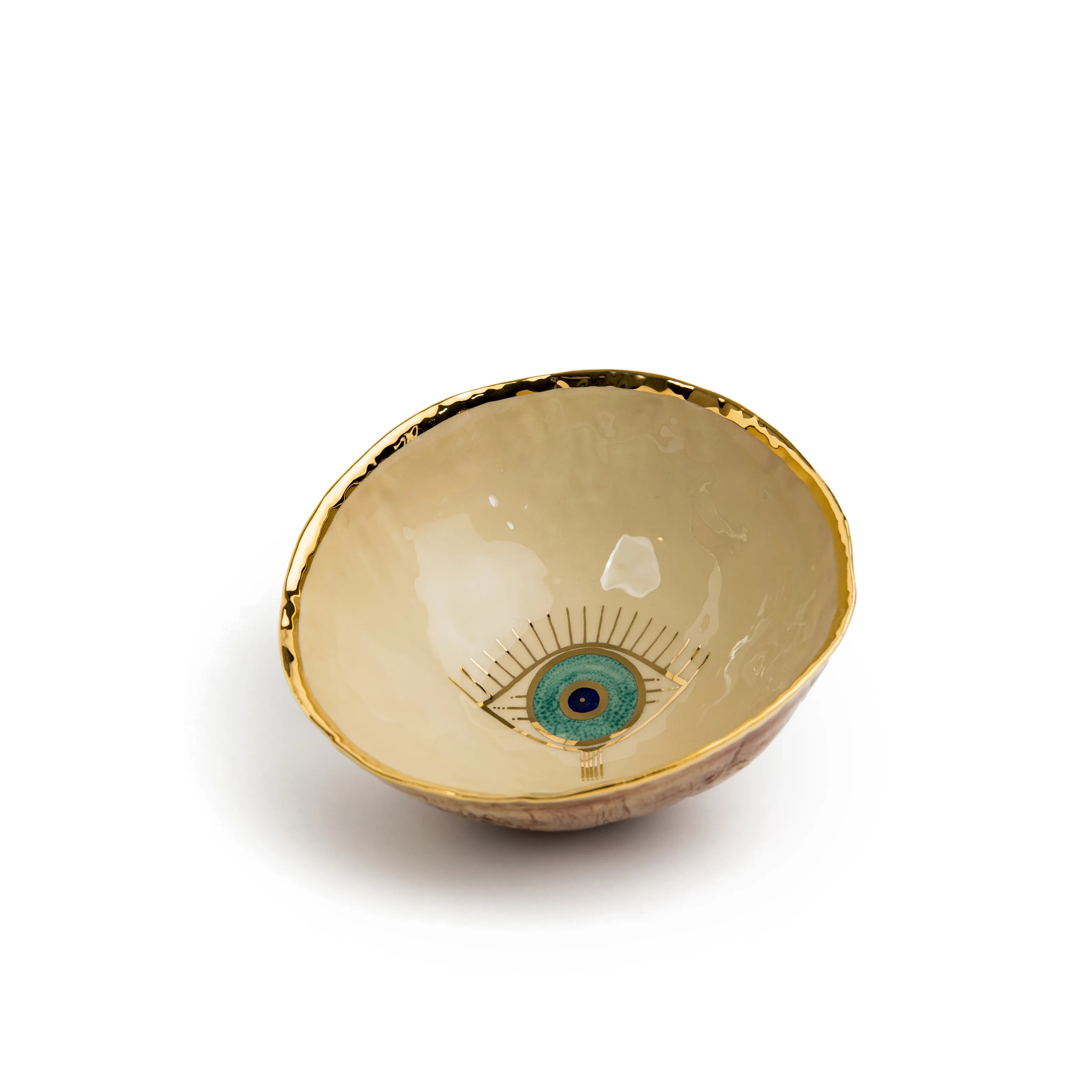 18K Gold Plated Bowls With Glazed Stamped Back