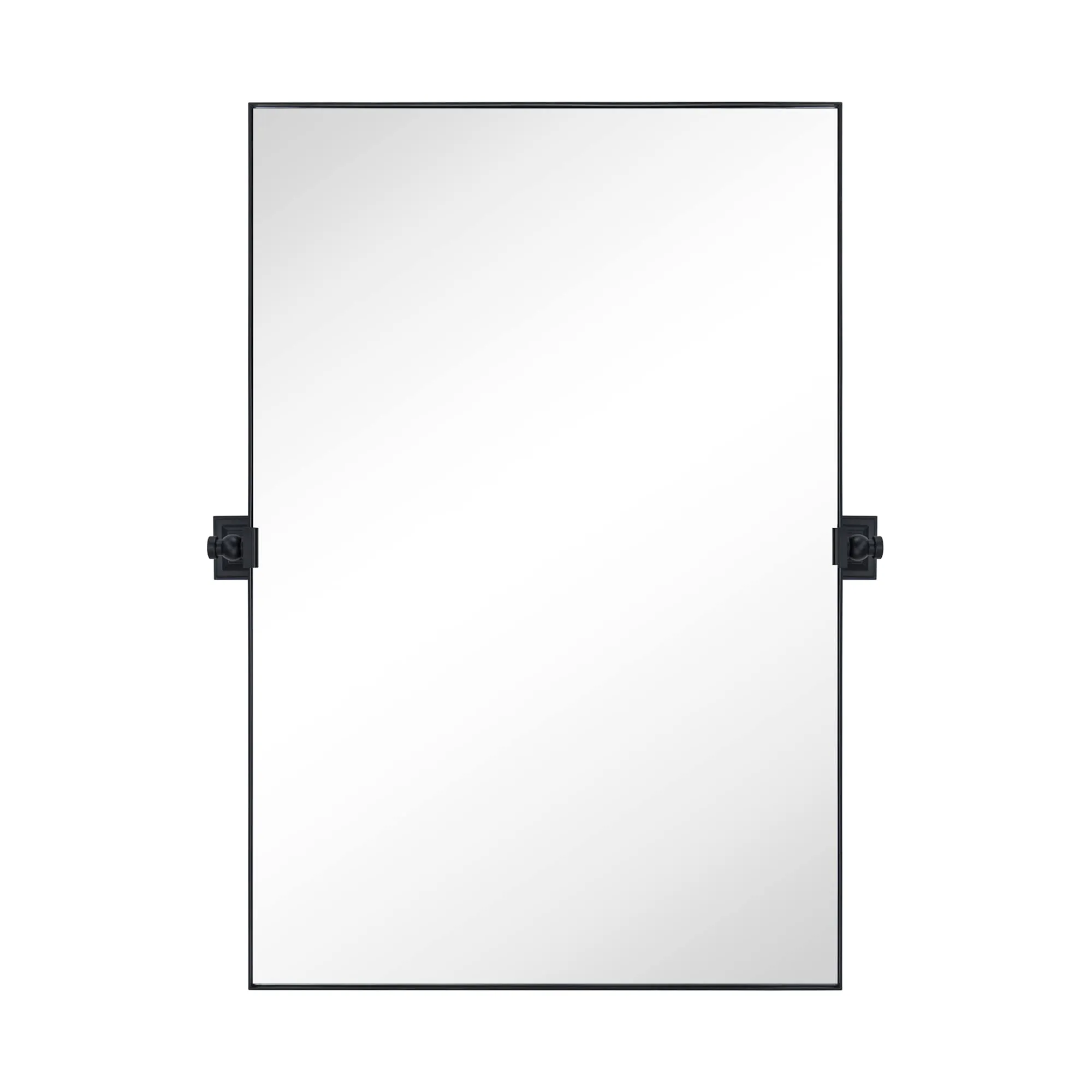 20 in. W x 30 in. H Rectangular Pivoting Metal Framed Wall Mounted Bathroom Vanity Mirror in Matt Black