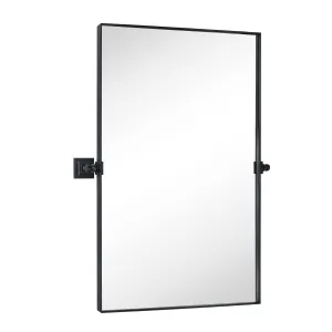 20 in. W x 30 in. H Rectangular Pivoting Metal Framed Wall Mounted Bathroom Vanity Mirror in Matt Black