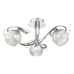 3 Light Semi Flush Ceiling Light - Polished Chrome