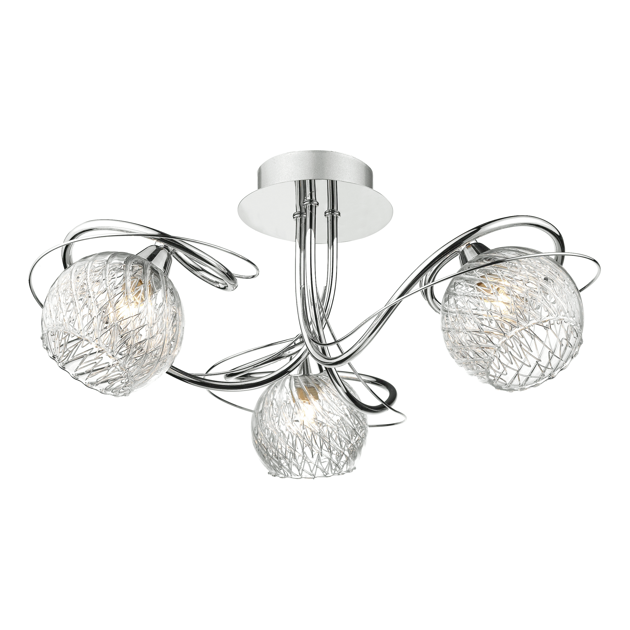 3 Light Semi Flush Ceiling Light - Polished Chrome