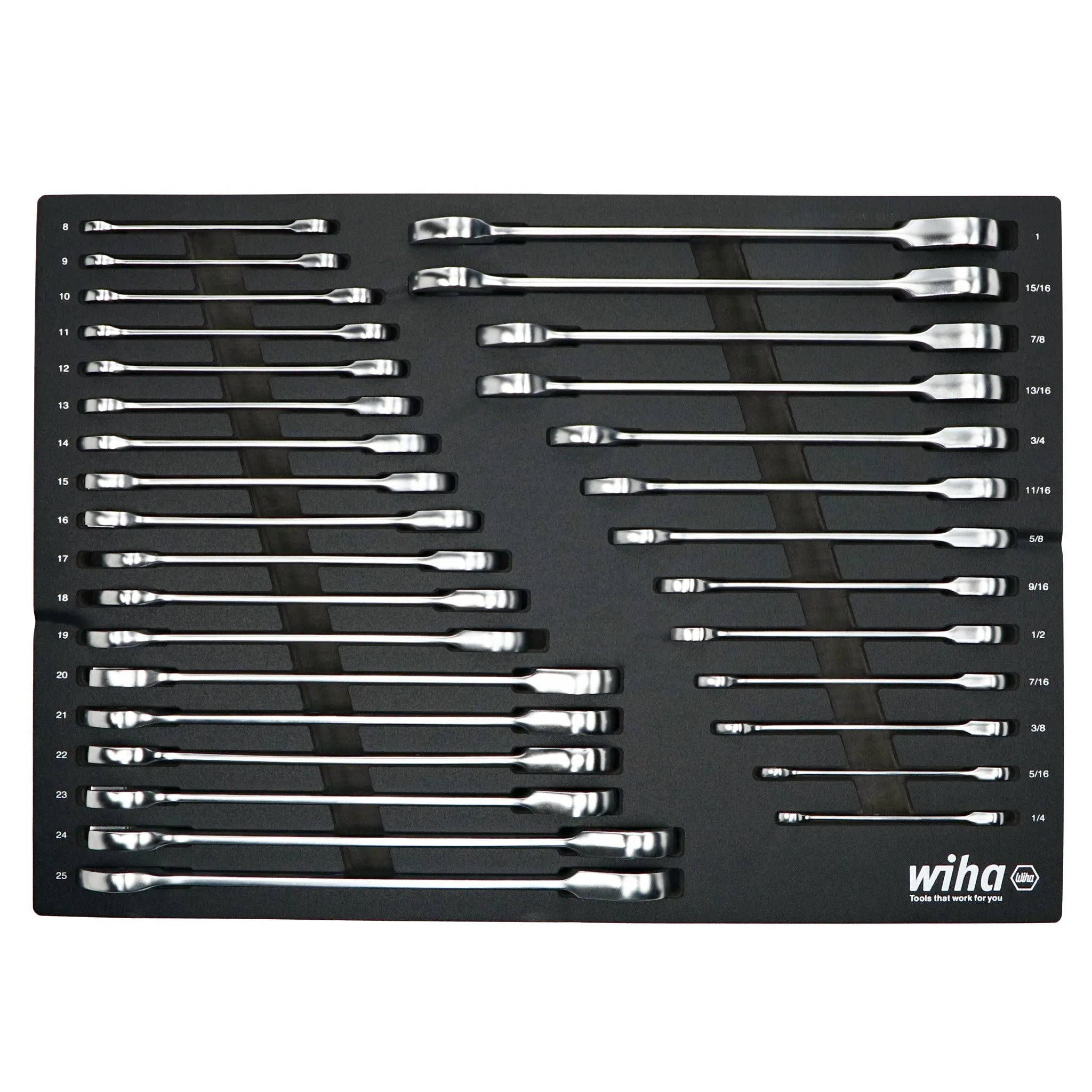 31 Piece Ratcheting Wrench Tray Set - SAE and Metric