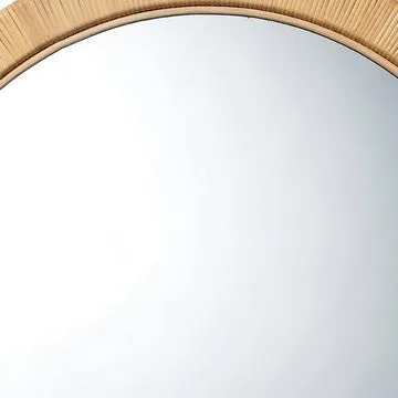 36 Inch Coastal Style Round Mirror, Hand Woven Rattan Frame, Glass, Brown By Casagear Home