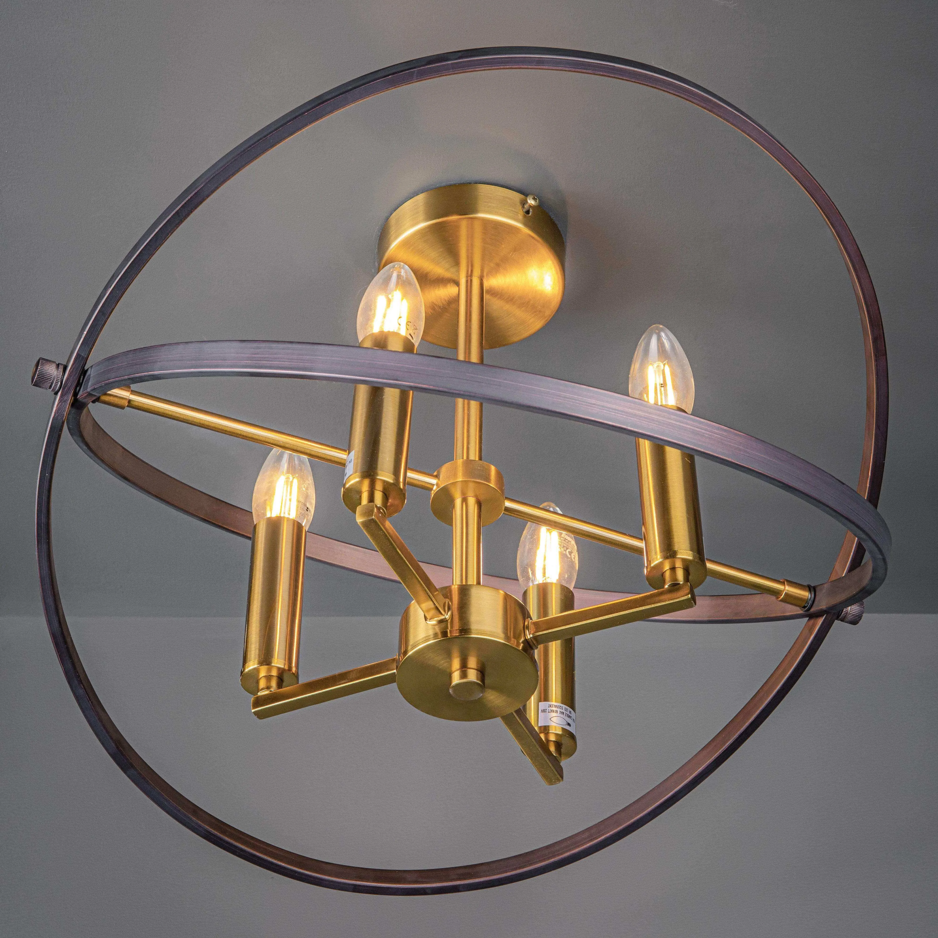 4 Light Bronze/Gold Semi Flush Ceiling light
