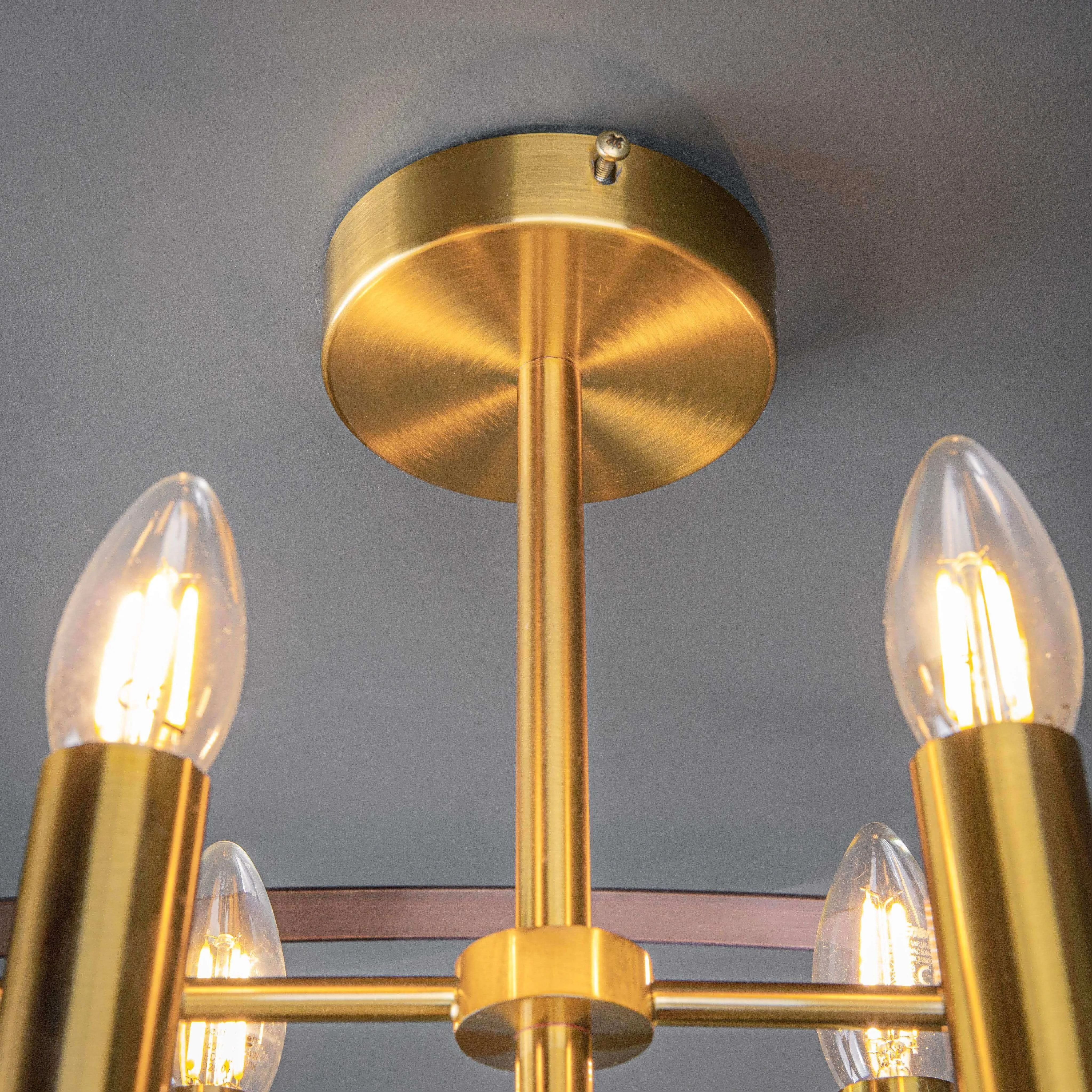 4 Light Bronze/Gold Semi Flush Ceiling light