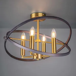 4 Light Bronze/Gold Semi Flush Ceiling light
