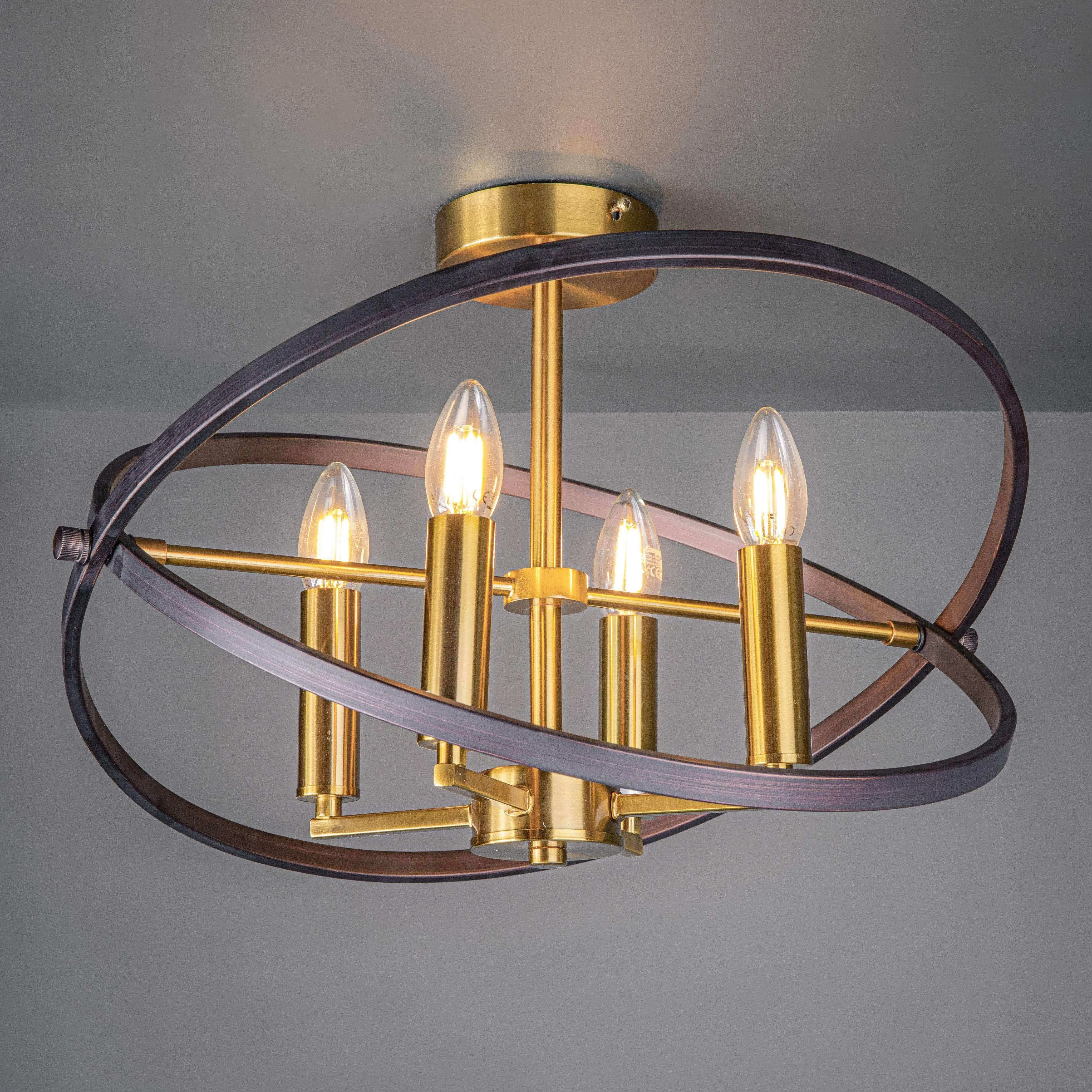 4 Light Bronze/Gold Semi Flush Ceiling light