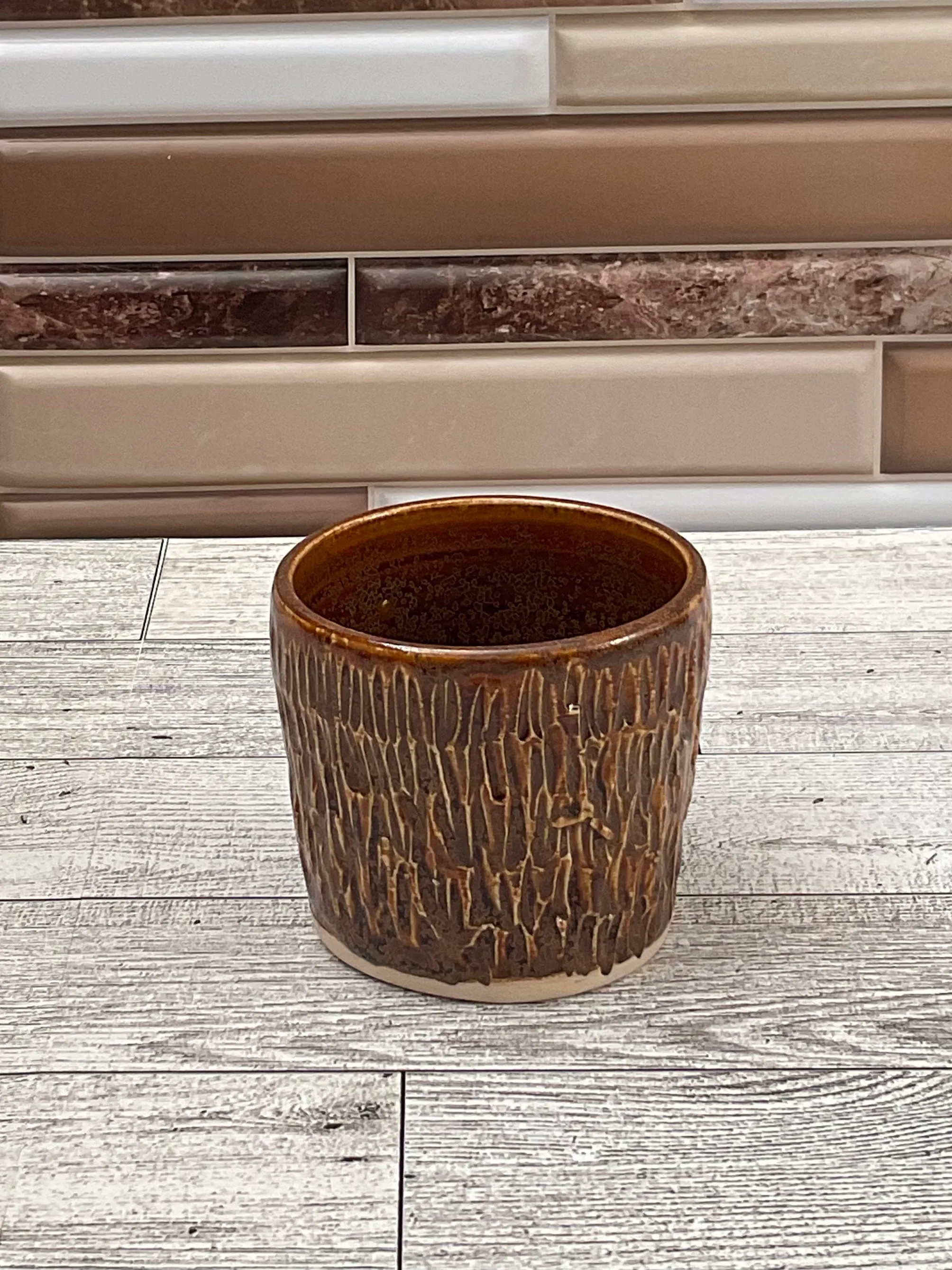 4 oz Brown Carved Cup