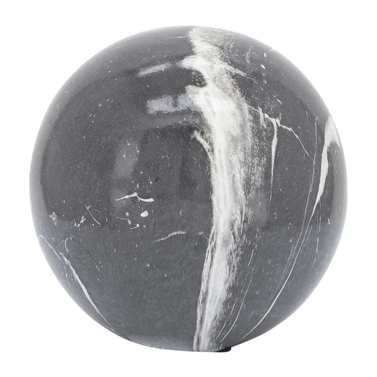 4"/5"/6" Marble Finish Ceramic Orbs Set of 3 - Gray