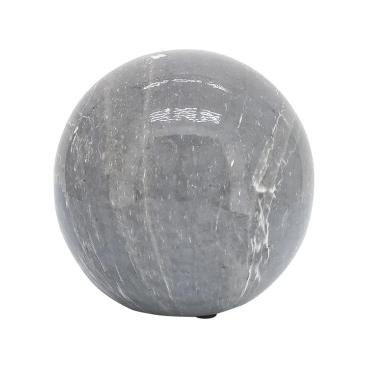4"/5"/6" Marble Finish Ceramic Orbs Set of 3 - Gray