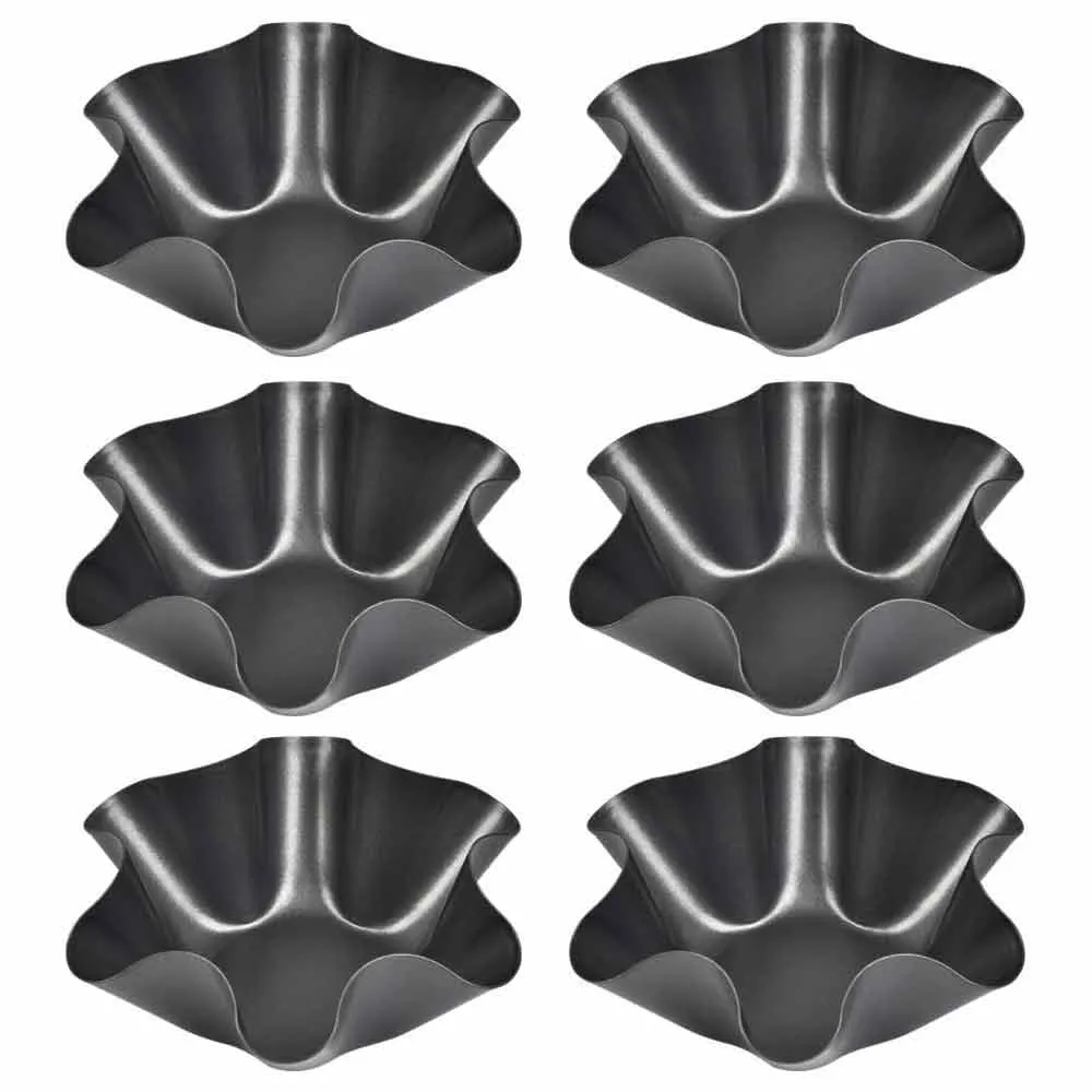 6 PC Tortilla Pan Set Non-Stick Carbon Steel Taco Salad Bowl Makers Shell Pans