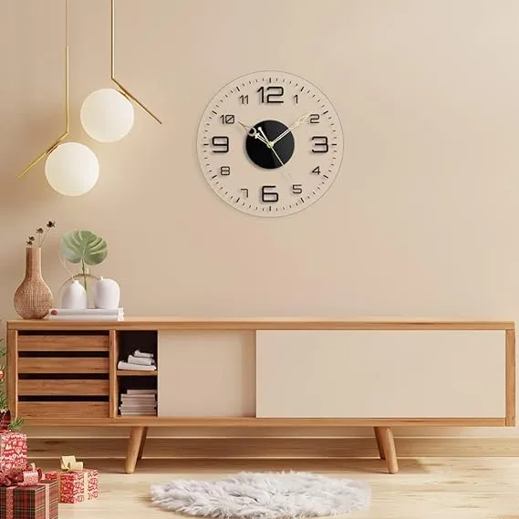 9br Acrylic Wall Clock || Silent Movement Wall Clock || Acrylic Wall Clock for Home Stylish Latest 3D Big || Designer Wall Clock for Home Decor || (Transparent, 12 Inch) (Modern)