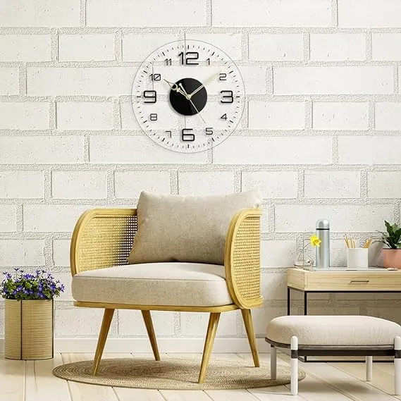 9br Acrylic Wall Clock || Silent Movement Wall Clock || Acrylic Wall Clock for Home Stylish Latest 3D Big || Designer Wall Clock for Home Decor || (Transparent, 12 Inch) (Modern)