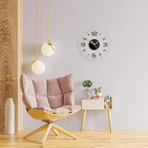 9br Acrylic Wall Clock || Silent Movement Wall Clock || Acrylic Wall Clock for Home Stylish Latest 3D Big || Designer Wall Clock for Home Decor || (Transparent, 12 Inch) (Modern)