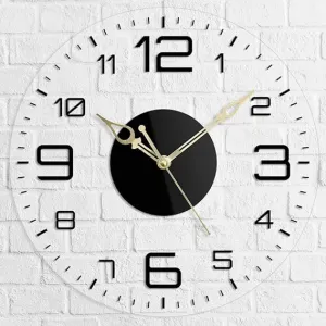 9br Acrylic Wall Clock || Silent Movement Wall Clock || Acrylic Wall Clock for Home Stylish Latest 3D Big || Designer Wall Clock for Home Decor || (Transparent, 12 Inch) (Modern)