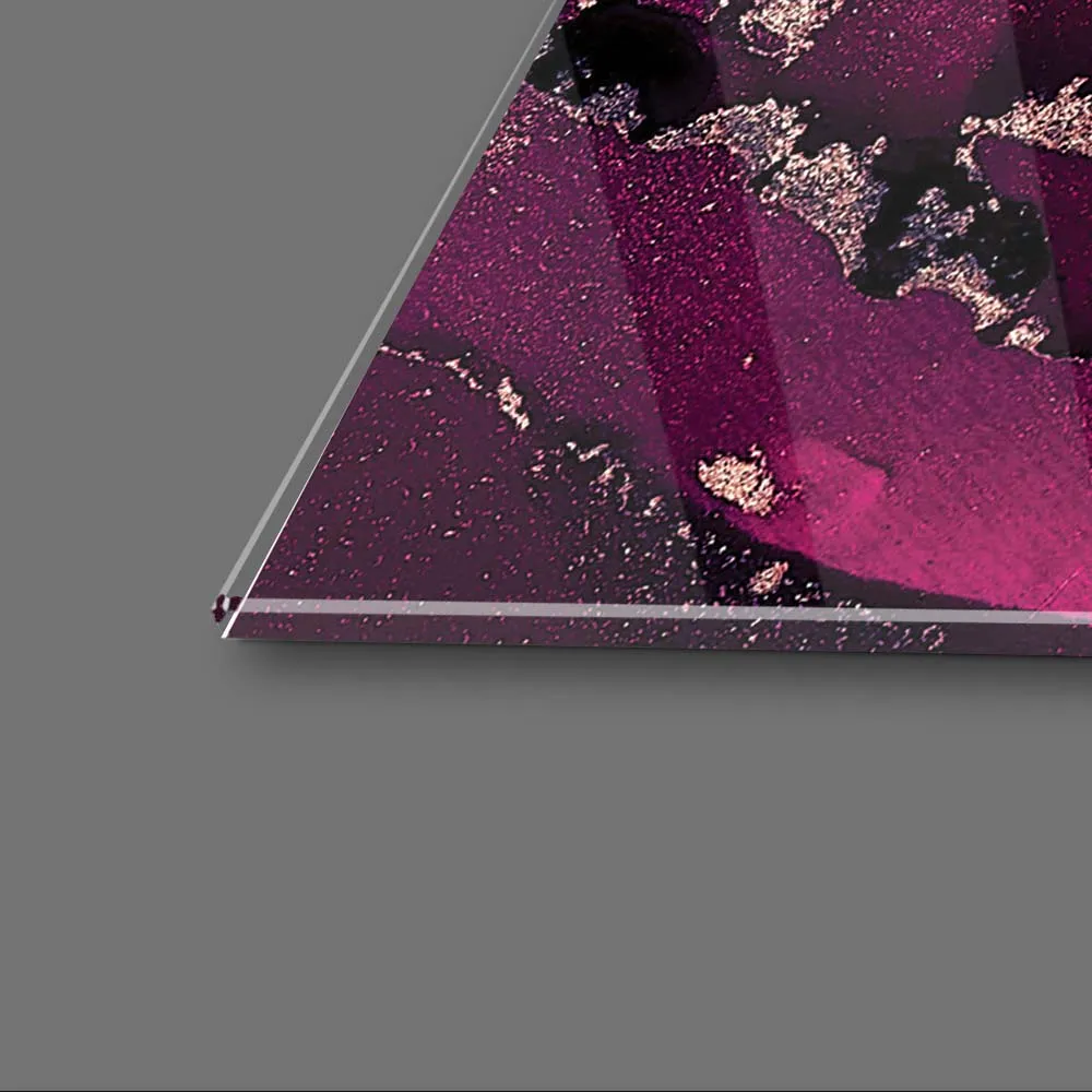 Abstract Hot Pink Alcohol Ink Marble Glass Wall Art