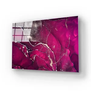 Abstract Hot Pink Alcohol Ink Marble Glass Wall Art