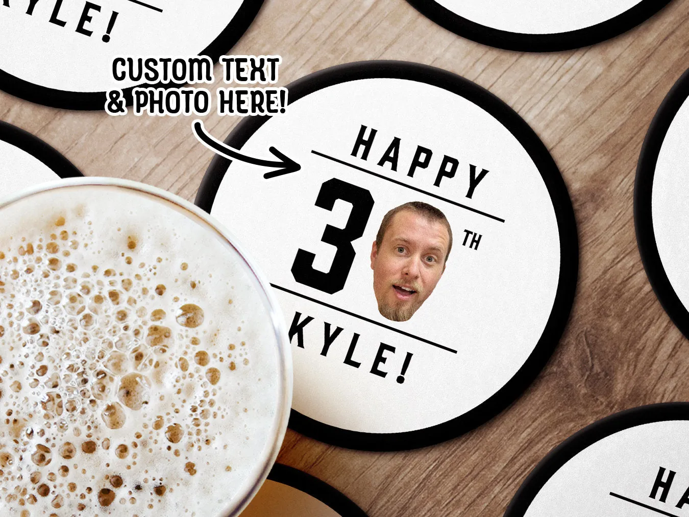 Add Your Photo | Face Cutout Birthday Coasters