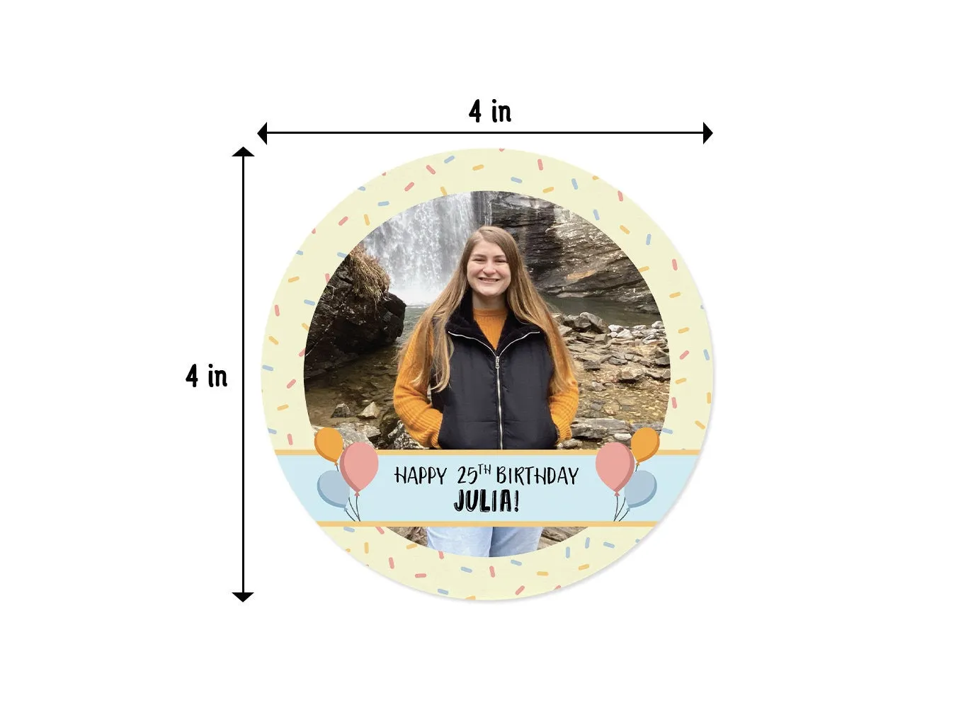 Add Your Photo | Yellow Confetti Birthday Coasters