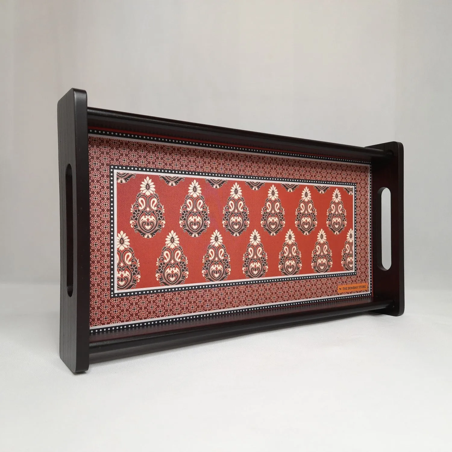 Ajrakh Rectangle Mini Tray with Matte Finish (Maroon)