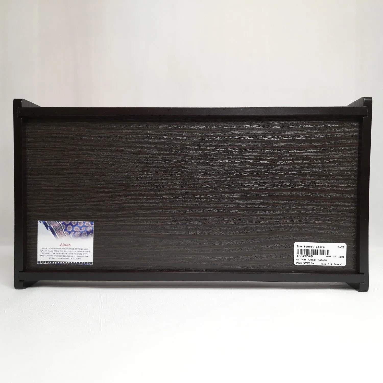 Ajrakh Rectangle Mini Tray with Matte Finish (Maroon)