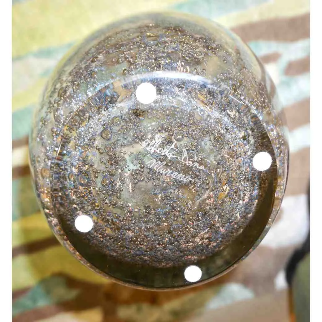 Alberto Dona Italian Crystal Murano Glass Vase with Brass Metallic Inclusion