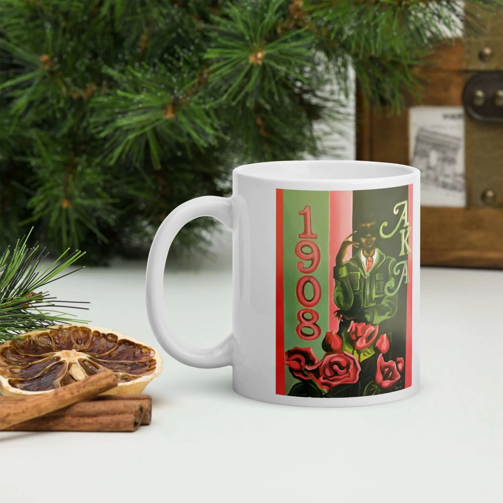 Alpha Kappa Alpha Ceramic Mug / AKA / Coffee or Tea Cup / Black Art / African American Art / Sisterhood / Positive Black Images Fine Art