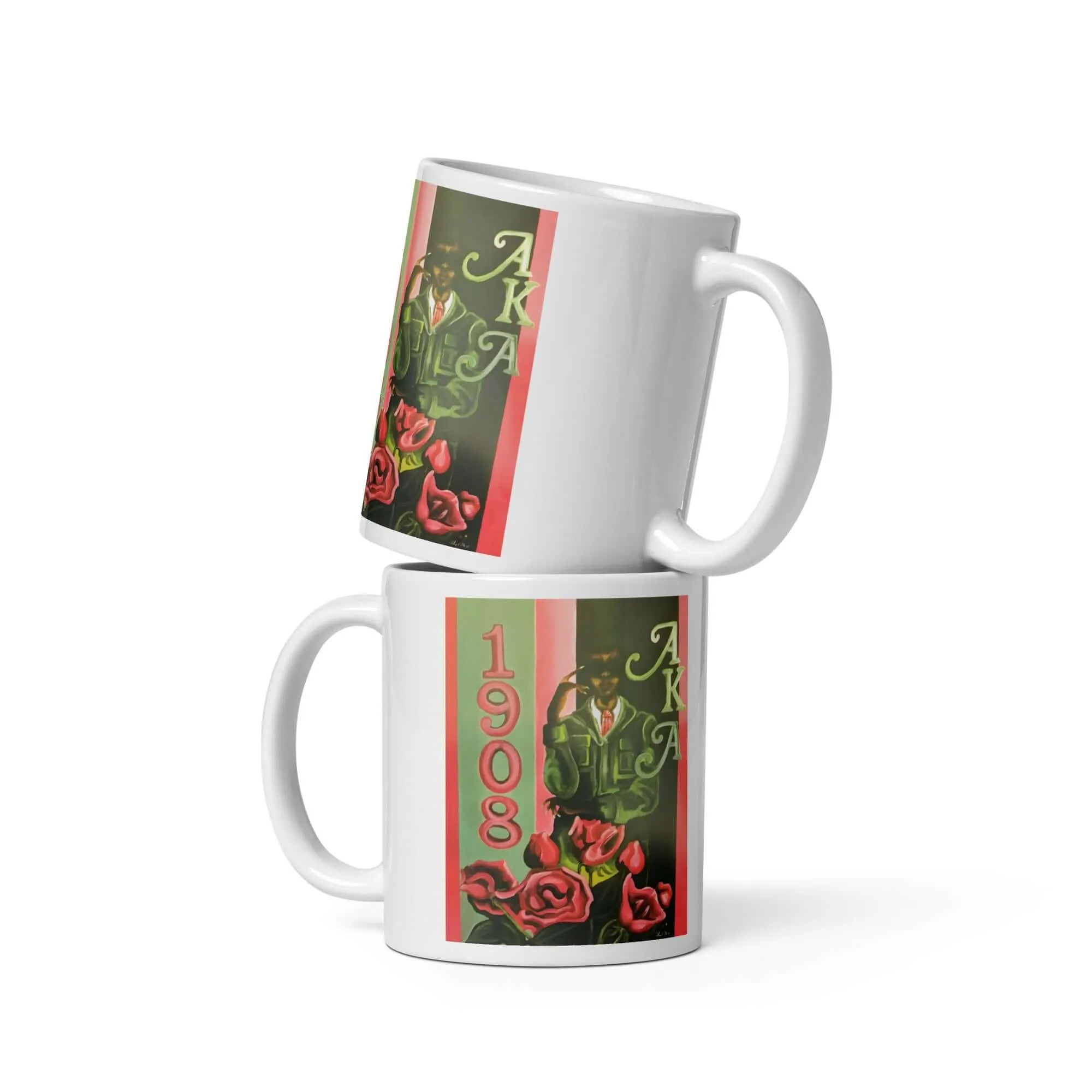 Alpha Kappa Alpha Ceramic Mug / AKA / Coffee or Tea Cup / Black Art / African American Art / Sisterhood / Positive Black Images Fine Art