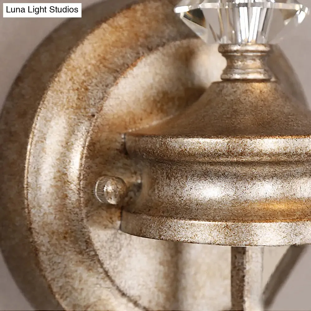 Antique Metal Rust Wall Mounted Sconce Light with Shade - Single Light