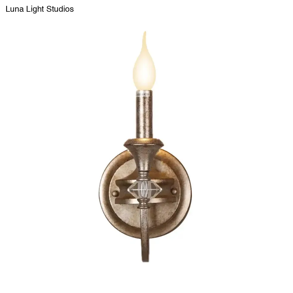 Antique Metal Rust Wall Mounted Sconce Light with Shade - Single Light