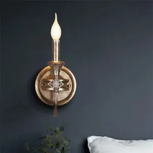 Antique Metal Rust Wall Mounted Sconce Light with Shade - Single Light