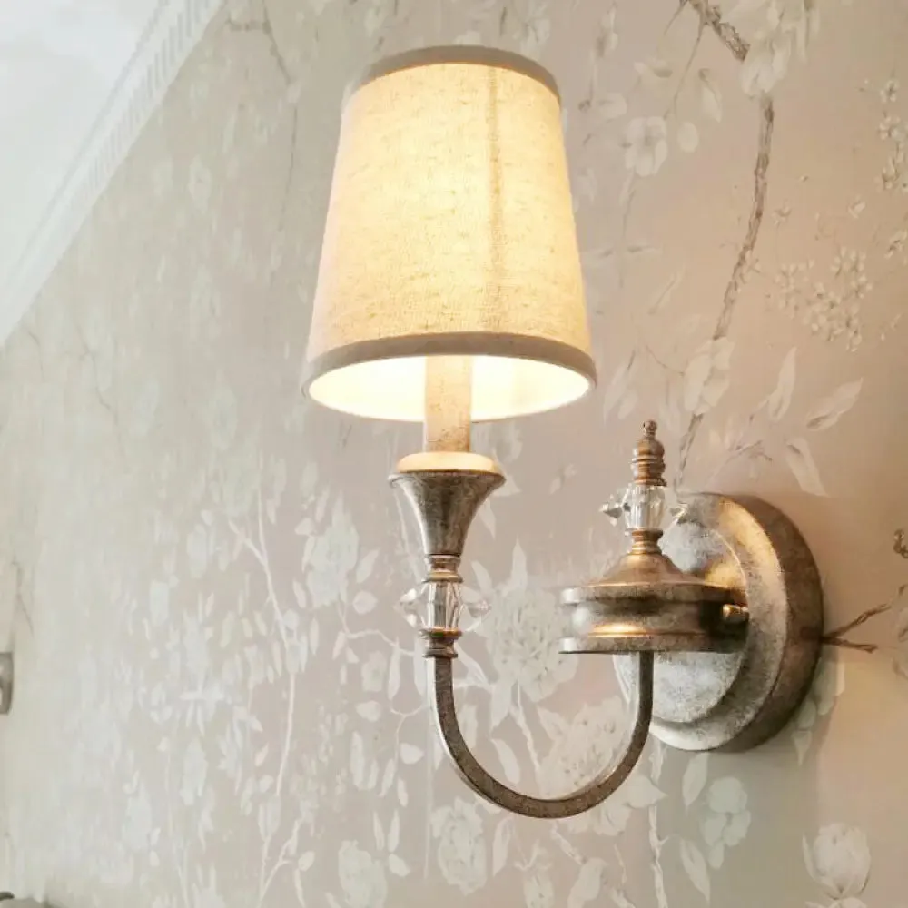 Antique Metal Rust Wall Mounted Sconce Light with Shade - Single Light