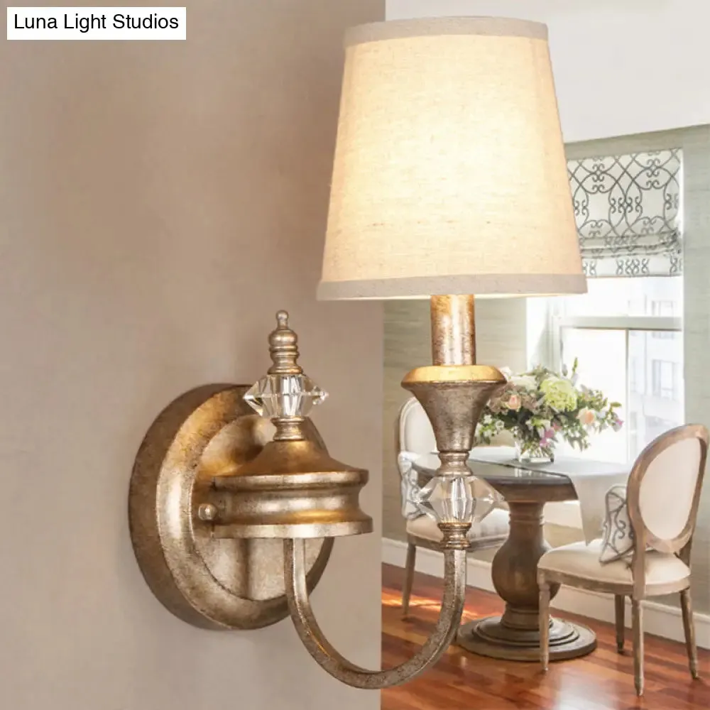 Antique Metal Rust Wall Mounted Sconce Light with Shade - Single Light