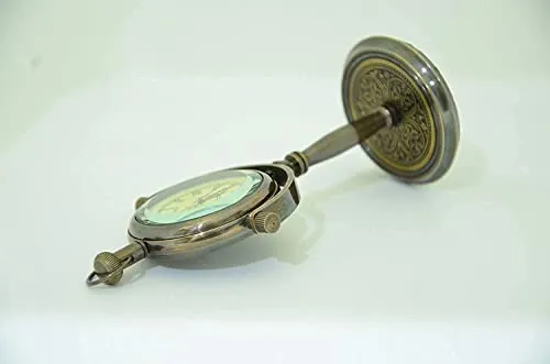 Antique Nautical Vintage Brass Stand Clock Nautical Clock, Engraved Design Brass Victoria London 1876 Desk and Shelf Clock Roman Dial Nautical Clock