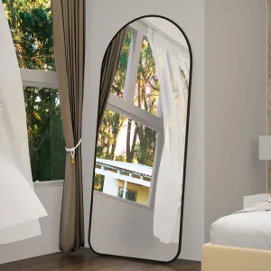Arch Full Length Mirror 71"×32"  Big Full Body Mirror for Bedroom Oversized Floor Mirror Large Standing Mirror Living Room Dressing Mirror Leaning Against Wall, Aluminum Frame, Black