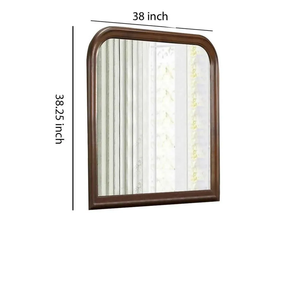 Arched Molded Design Wooden Frame Mirror, Cherry Brown By Casagear Home
