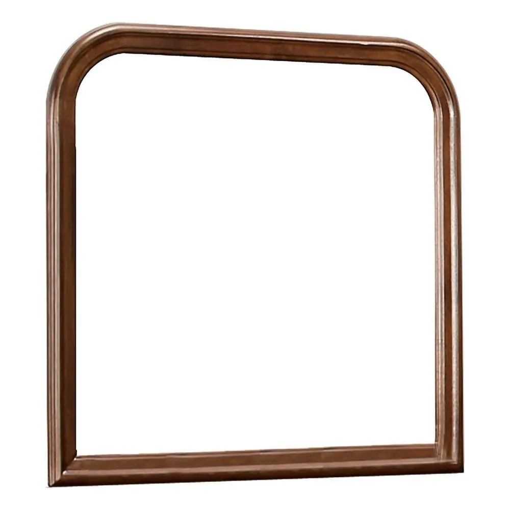 Arched Molded Design Wooden Frame Mirror, Cherry Brown By Casagear Home