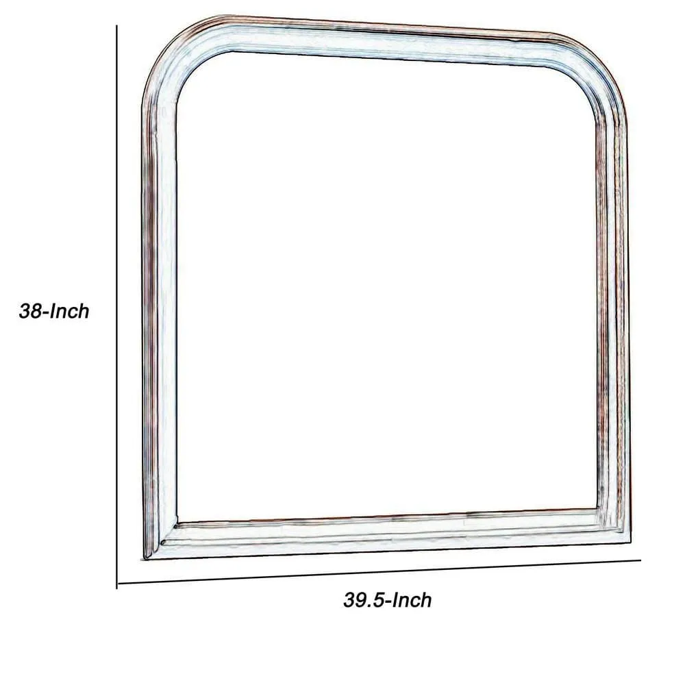 Arched Molded Design Wooden Frame Mirror, Cherry Brown By Casagear Home