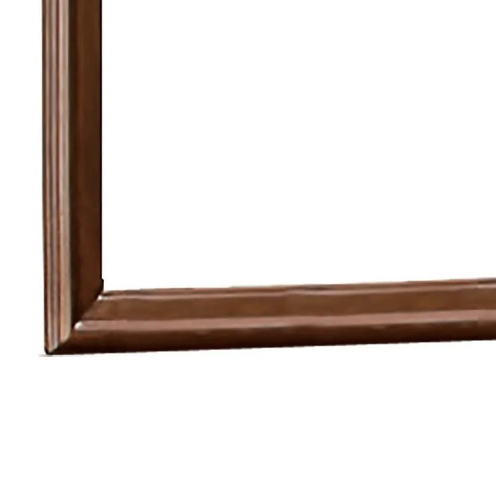 Arched Molded Design Wooden Frame Mirror, Cherry Brown By Casagear Home
