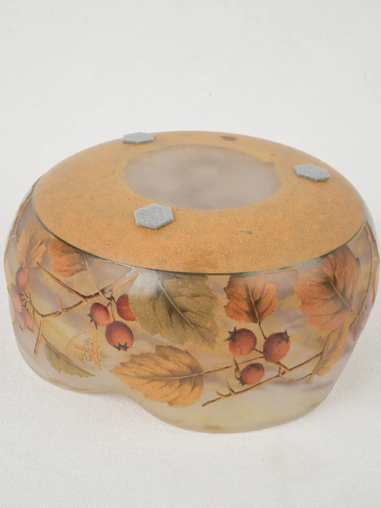 Art Nouveau Daum Nancy Glass Bowl w/ Rowan Berry Motif, signed 4"