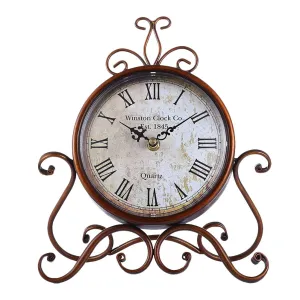 Artibetter 1PC Retro Antique Vintage Iron Craft Table Clock for Home Desk Cabinet Living Room Decoration