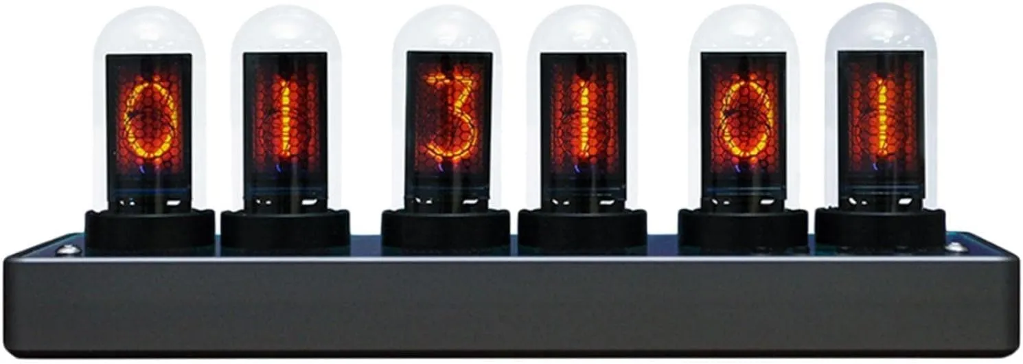 Auslese IPS DIY Nixie Tube Clock Electronic Simulation with 6 Bit LCD Screen 12/24 Hours RGB Backlit Desktop Decoration Gifts for Decorating Rooms (H402)