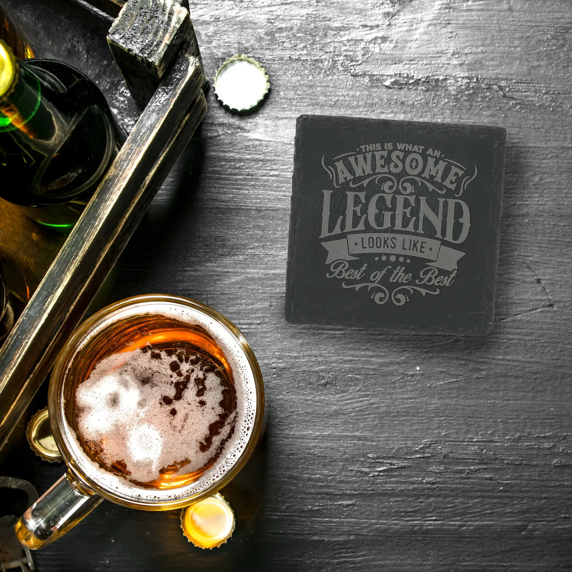 Awesome 4" Slate Coaster