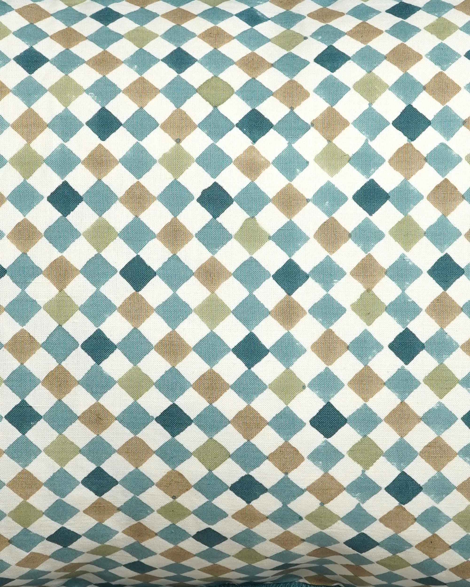 Azulejo Rectangular Block Print Cushion - Blue