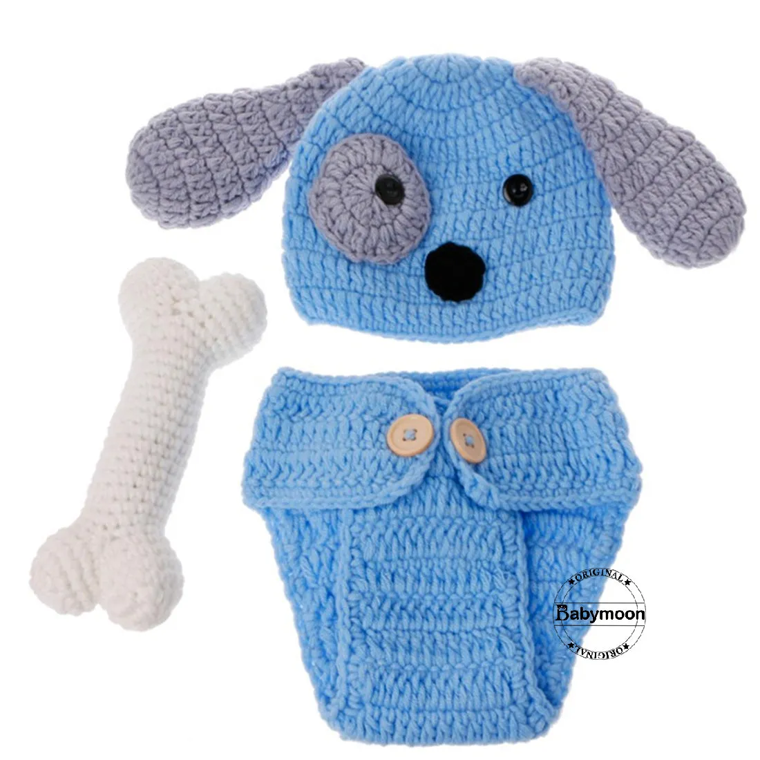 Babymoon Dog Shorts, Cap & Bone Born Baby Photography Photoshoot Props Costumes